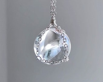 Natural Rainbow Clear Quartz Sphere Handmade Pendant Necklace | Clear Quartz Pendant Clear Quartz Necklace Gift for Unisex Best Selling