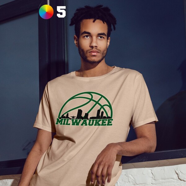 Milwaukee T-shirt, Unisex Retro Basketball Tee, City Skyline Shirt, Gift For Him,  Tees