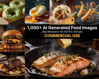 Más de 1000 imágenes de comida generadas con IA: impresiones de arte digital de alta resolución (descarga digital)