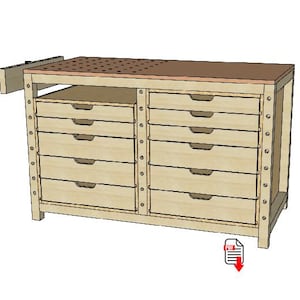 PDF-bouwplan voor een compacte werkbank, MFT-stijl – Modulair – Doe-het-zelf houtbewerkingswerkplaats – Direct te downloaden