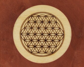 Houten prikbordmagneet "Flower of Life" / koelkastmagneet