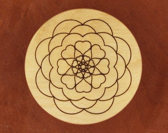 Aimant en bois pour tableau d'affichage "Heart Mandala" / aimant de réfrigérateur