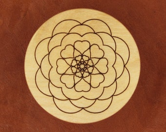 Pinnwandmagnet aus Holz "Herzmandala" / Kühlschrankmagnet