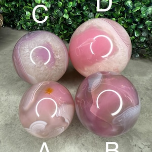Pink Jelly Agate Crystal Spheres