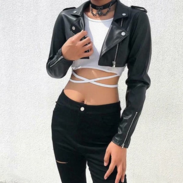 Biker girl “crop top jacket” main image 1
