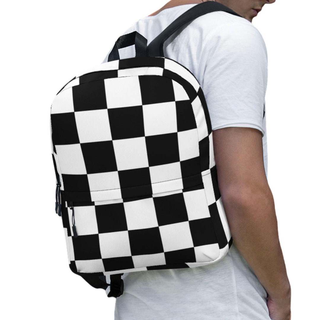 Checkerboard Retro Backpack Water Resistant Laptop Bag - Etsy