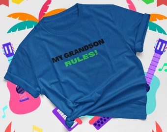 Grandma Gift Ideas "My Grandson Rules" Shirt Gift For Papa T-Shirt For Grandma Shirt For Grandpa Grandparent Gifts