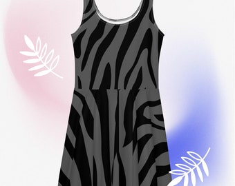 Animal Print Fashion Kleid Ärmelloser Ausgestellter Rock