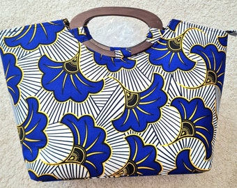 Handtasche, Afrikanische Tasche, Moderne Handtasche, Handtasche mit Henkel, Blau Handtasche, Afrika Style, Sitou Fashion