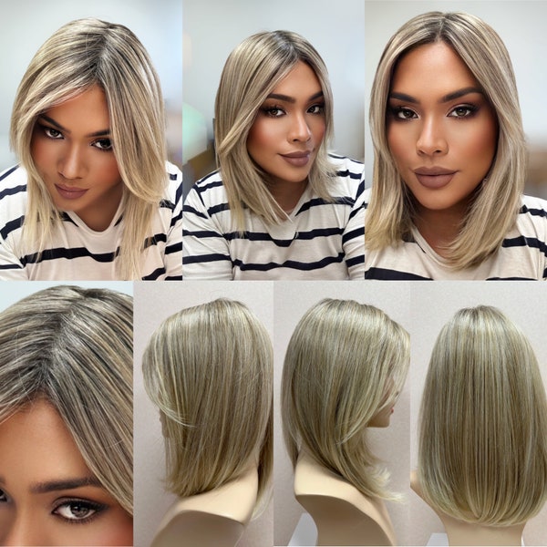 Cheveux humains Topper Toupee Extensions Enhancer Qualité Premium 12"-22" Pouces Longueur Couleur Sandy Blonde Rooted Custom Made