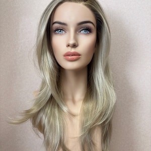 100% Virgin Human Hair  Wigs 10”-26&quot; Inches  Wig Light Honey Rooted Blonde Balayage 13x5 Hantied Lace, 13x4 Mono Cap, 13x4 PU Silk Base