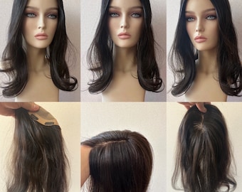 Human Hair Women’s Topper Toupee Extensions Enhancer Premium Quality 12”-22” Inches Length Colour Darkest Brown Custom Made