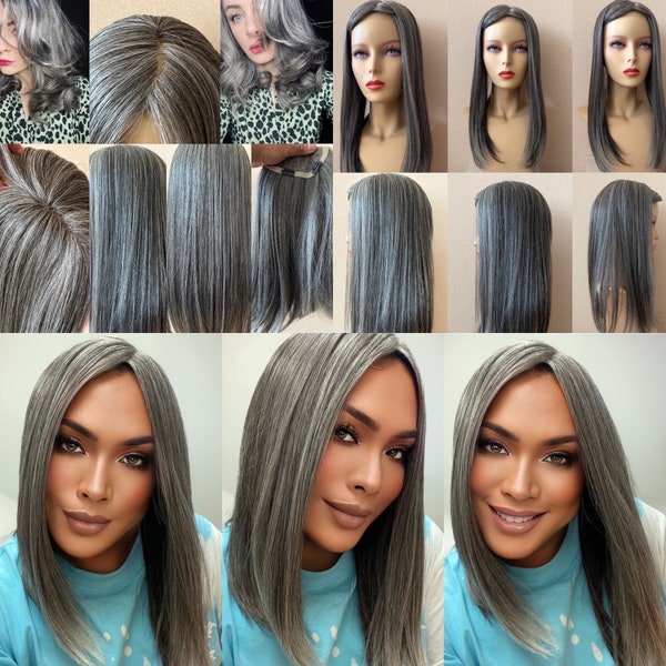 Salt and Pepper Hair Topper Etsy