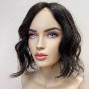 Human Hair Women’s Topper Toupee Extensions Enhancer Premium Quality 8”-22” Inches Length Colour Dark Chocolate Brown Wavy Custom Made