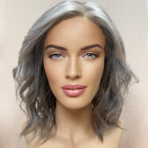 100% Virgin Human Hair  Wigs 10”-26&quot; Inches  Wig SilverStone Grey Balayage 13x5 Hantied Lace, 13x4 Mono Cap, 13x4 PU Silk Base