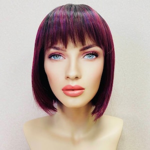 Human Hair Wigs Wigs 8-28” Inches Wig  Wig Melted Plum Rooted Balayage T-Part/ 13x4/ 13x6 High Quality Lace Front Wig Cap