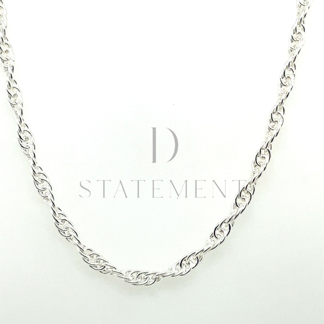 925 Sterling Silver Twisted Chain Necklace Real Silver Chain Etsy