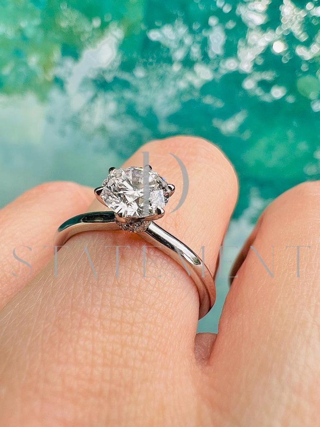 1.55 Ct Lab Diamond Engagement Ring Solid 14k/18k White Gold Etsy