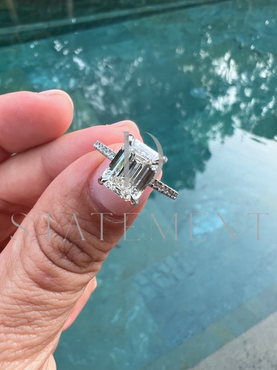 2.55 Ct Emerald Cut Diamond Engagement Ring Solid14k/18k - Etsy