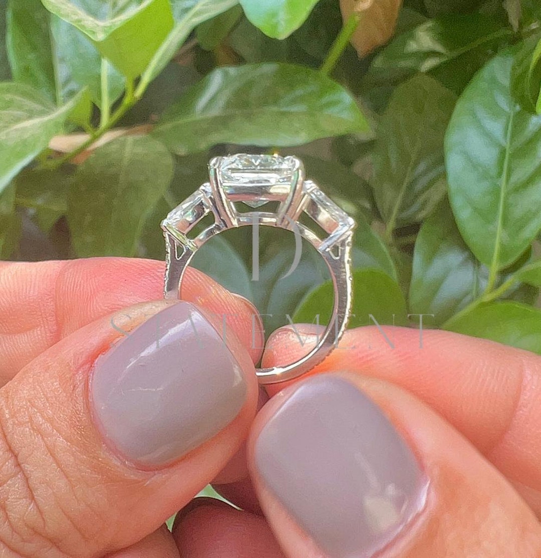 Diamond Engagement Ring 14k Real White Gold Cushion Cut Etsy