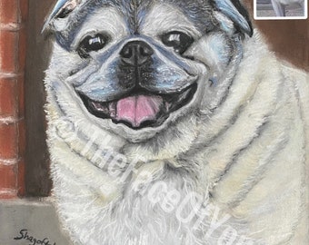 Dog portrait Custom painting, Pet Portrait Authentic personalized  hand drawn pet portraits