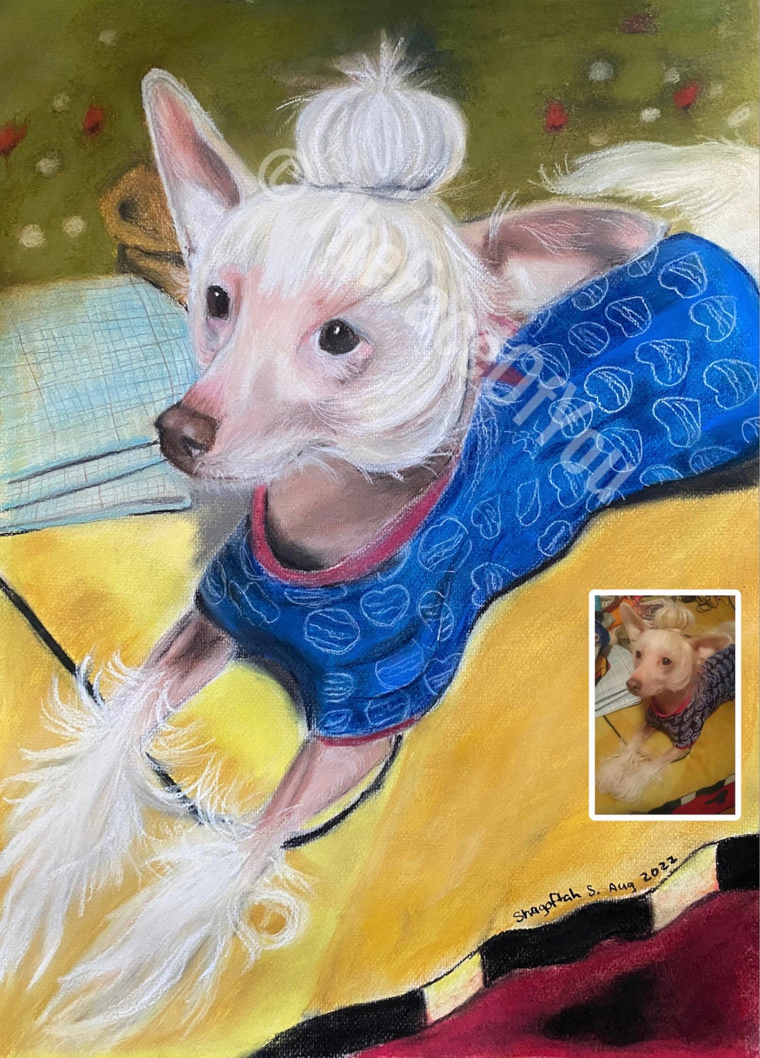 Dog Portrait, Custom Pet Portrait Authentic Personalized Hand Drawn Pet ...