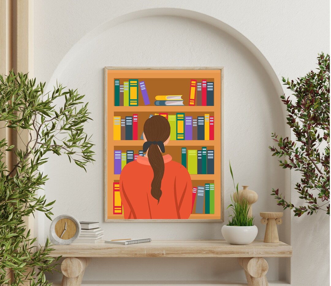 Girl Reading Wall Art / Set of 3 / Animated Wall Art / Perfect Etsy