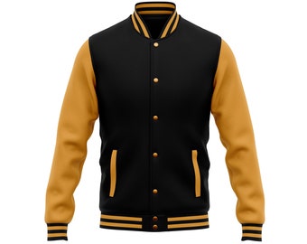 Yellow and Black Varsity Letterman Jacket - William Jacket