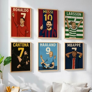Custom Football Player Poster | Gifts for Kids Birthday Husband Christmas Boyfriend Sport Soccer Anniversary World Cup Premier League