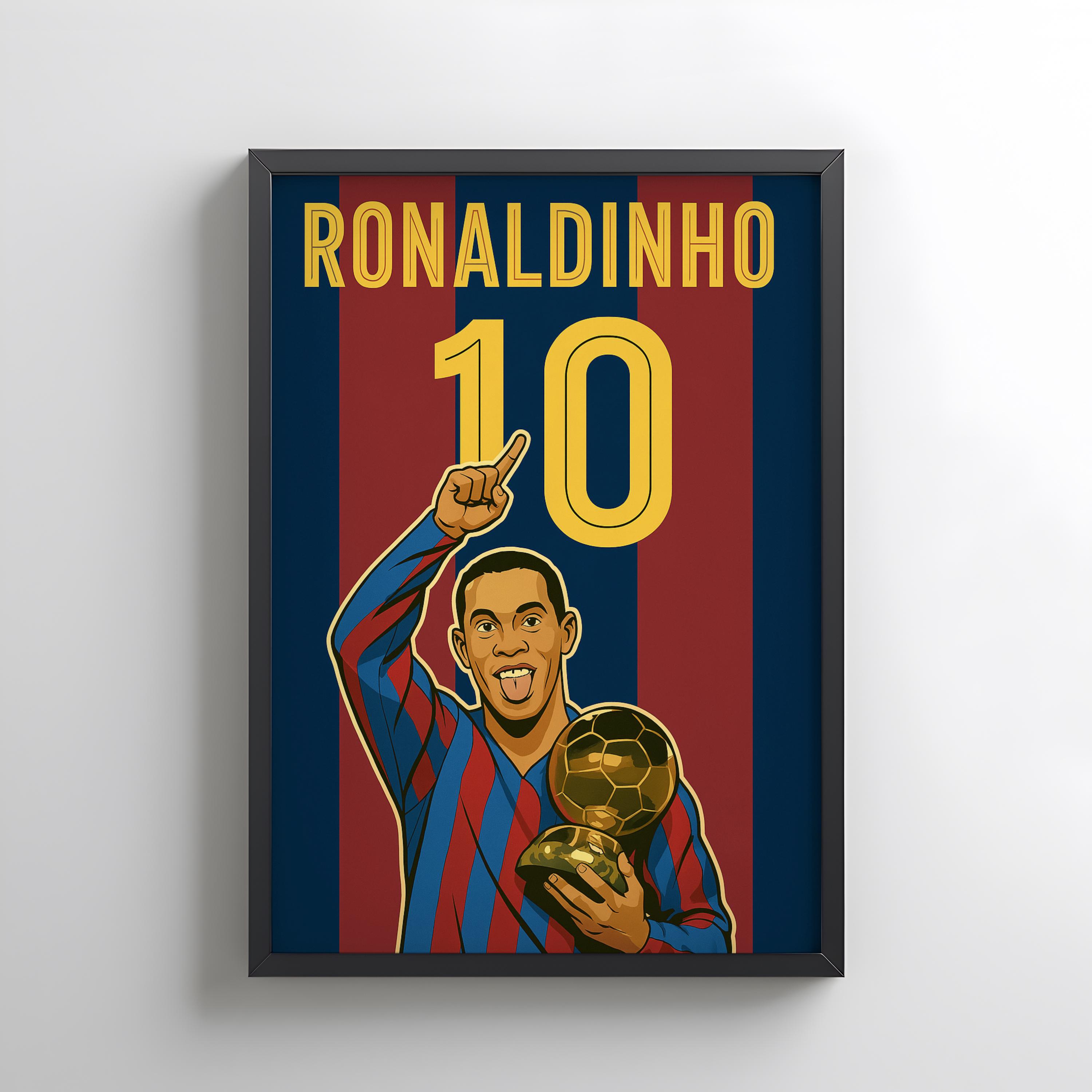 Póster de jugador de fútbol Ronaldinho 2005/06 / Regalos para niños, cumpleaños, esposos, Navidad, fútbol, novios, deportes, arte mural