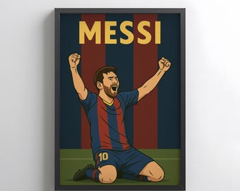 Póster de jugador de fútbol Messi / Regalos para niños, cumpleaños, esposo, Navidad, fútbol, novio, deporte, arte mural