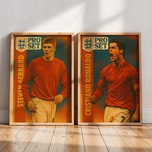 Affiches personnalisées de joueur de football de carte à collectionner des années 90 | Cadeaux pour enfants Anniversaire Mari Noël Petit ami Sport Football Premier League
