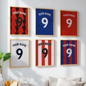 Custom English Football Shirt Posters | Gifts for Kids Birthday Husband Christmas Boyfriend Sport Soccer Anniversary Sports Gift
