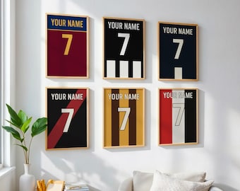 Póster de camiseta de fútbol australiano personalizado/Regalos para niños, cumpleaños, esposo, Navidad, reglas australianas, novio, deporte, fútbol, aniversario