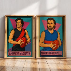 Aangepaste retro ruilkaartposters voor Australische voetbalspelers | Cadeaus voor kinderen Verjaardag Echtgenoot Kerst Aussie Rules Boyfriend Sport Footy