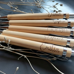 Bamboo ballpoint pen personalized, wood, desired engraving, gift for any occasion, guest gift, birthday, etc