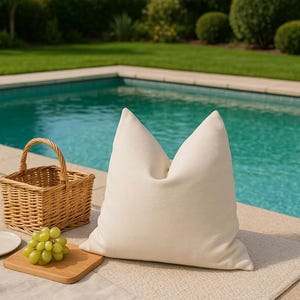 Beige Waterproof Outdoor Pillow Cover: Patio, Garden, Camping Cushion