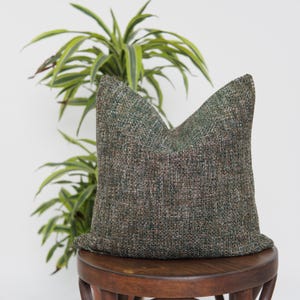 Green Basketweave Pillow Cover: Textured Linen Blend, Decorative Cushion