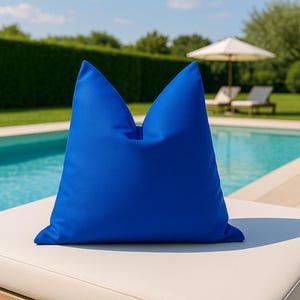 Waterproof Outdoor Pillow Cover, 20x20 Blue Floor Cushion, Cottagecore Throw Pillow Case, Farmhouse Style Decor,Royal Blue Pillow