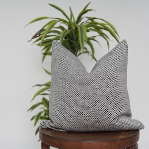 Black and Gray Woven Pillow Cover: Minimalist Modern Home Decor