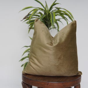 Olive Green Velvet Pillow Cover 20x20 26x26, Moss Sage Green Cushion, Euro Sham, Modern Soft Throw Pillow for Home Decor