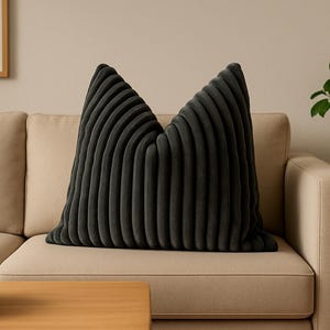 Olive Green Corduroy Pillow Cover: Soft Plush Throw Pillow