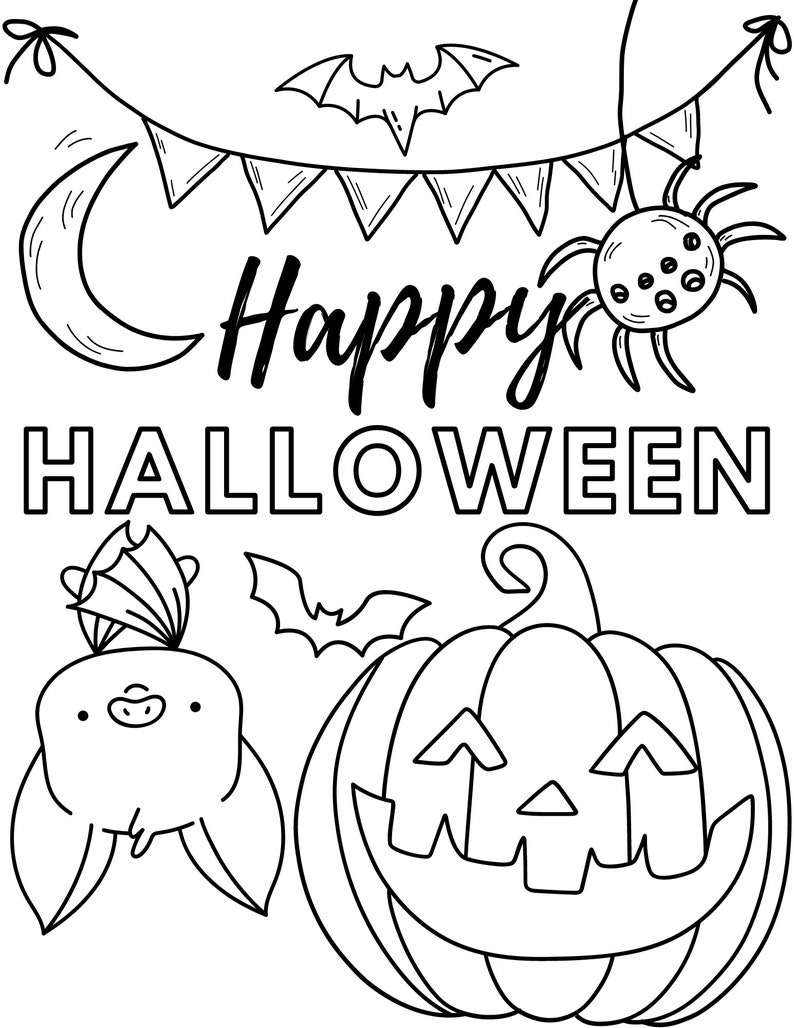Halloween Coloring Sheet - Etsy