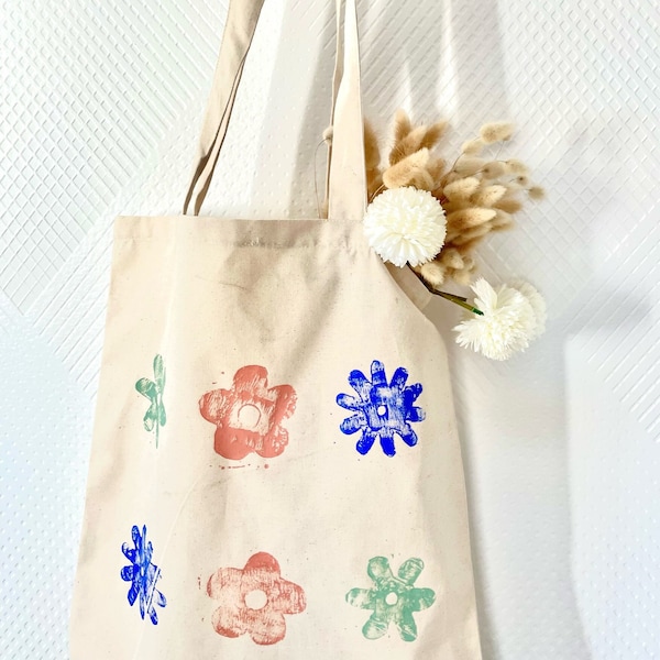 Tote Bag "Flower Power " en  LinoGravure