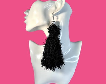 Midnight Fringe Tassel Earrings, Tassel Earrings, Statement Earrings , Tassel Earrings For Women, Boho earrings, Drop earrings