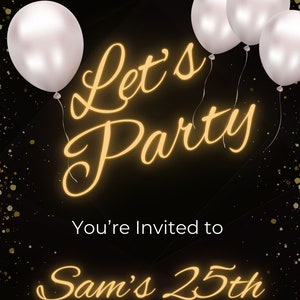 Editable Canva Digital Birthday Party Invite Template