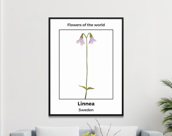 Linnea - Sweden Flower Poster Print - Digital Download, Wall Art, Home Decor, Nature Collection