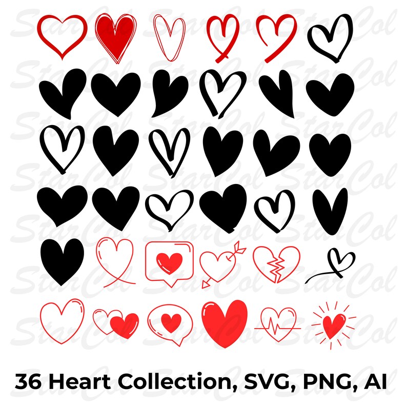 Heart Svg Bundle, Hand Drawn Heart Svg, Open Heart Svg, Doodle Heart ...