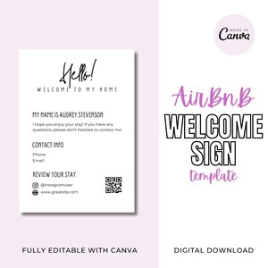 Editable Airbnb Welcome Sign Template: Vacation Rental Guest Info (Digital Download)