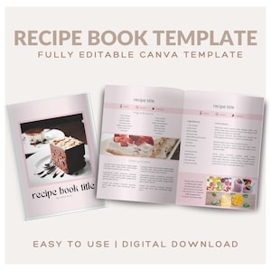 Canva Recipe Book Template, Cookbook Template, Recipe eBook, Recipe Card templates, baking book